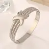 Pulsera Lele Jewelry Transfronteriza Forma de Corazón 3D Acero Inoxidable 304 Recubrimiento al Vacío Oro de 18 Quilates Estilo Simple