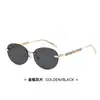 Gafas de Sol Ovaladas sin Marco con Perlas Personalizadas para Mujer, Nuevo Estilo de Celebridad de Internet Europeo y Americano, Gafas de Sol Metálicas de Moda, Venta al por Mayor Transfronteriza