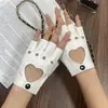 Guantes de Medio Dedo para Baile de Mujer con Diseño de Corazón, Modernos para Pole Dance Breakdance, Resistentes al Desgaste, Antideslizantes, Transpirables, Guantes de Rendimiento Cosplay