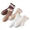 Calcetines para Bebé 2026 Otoño e Invierno Algodón Peinado Transpirables Calcetines de Encaje para Niñas Calcetines de Princesa Sin Costuras que no Aprietan