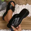 Nuevas Pantuflas de Suela Gruesa para Mujer de Amazon Primavera/Verano 2026, Casuales y Cómodas, Talla Grande, Pantuflas con Hebilla Metálica, Dropshipping