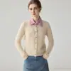 75% caxemira, 25% seda de amoreira, suéter de malha com gola feminina, novo estilo outono/inverno, base de caimento solto, suéter de manga longa