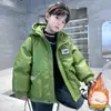 Chaqueta de Cuero para Niños, Abrigo de Algodón sin Lavar, Nueva Tendencia Invierno 2025 Estilo Callejero Ropa de Invierno para Niños, Chaqueta de Cuero Acolchada de Algodón Espeso