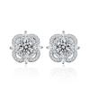 50 Puntos Ocho Corazones y Ocho Flechas Chapado PT950 Diamante Completo Trébol de Cuatro Hojas Imitación Diamante Mosan Pendientes de Botón de Celebridad Joyería de Oreja con Temperamento Femenino