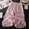 Pantalones Casuales de Acetato Delgado de Pierna Ancha para Mujer de Verano, Pantalones Cortos Rectos Fluidos, Versátiles Pantalones de Dormir Sueltos Adelgazantes
