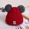 Gorro de Bebé de Dibujos Animados de Doble Pompon Tejido Otoño Nuevo Gorro de Bebé Gorro de Lana para Niños Venta al por Mayor Mz5191