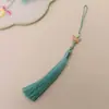 Colgante de borla de mariposa en polvo de cloisonné Guanshan Yue 10CM Espiga Abanico Tuan Joyería Hanfu Cheongsam Cierre de presión Prohibido
