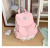 Mochila de nailon de lunares de gran capacidad estilo coreano para mujer, nueva de 2026, mochila pequeña casual de viaje con ribete de encaje