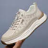 Nova Coleção Primavera/Verão 2026 Sapatos Casuais de Couro Estilo Esportivo Masculino Estilo Coreano Versátil Respirável Branco Esculpido Masculino 3276