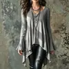 Top de manga longa, gola redonda, cor sólida, assimétrico, 2026, moda feminina, estilo europeu e americano, disponível para vendas transfronteiriças na Amazon, coleção outono/inverno, em estoque