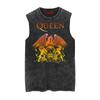 Camiseta sin mangas con estampado vintage batik lavado de la banda Queen de la música rock punk de la calle