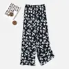 2026 Pantalones Nuevos de Algodón y Seda Verano Pantalones de Pijama de Algodón y Seda para Mujer Cintura Alta Pierna Ancha Estilo Delgado Se Pueden Usar Solos o Fuera de Casa Pantalones