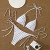 Nuevos trajes de baño estilo europeo y americano, bikini sexy de dos piezas transfronterizo con lunares, para playa, aguas termales, costa y resort para mujer