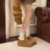 Zapatos Birkenstock de Suela Gruesa para Aumentar la Altura, Forrados de Polar, Cobertura Total para Mujer, Nuevo Estilo Invierno 2026, Zapatos Peludos, Botas de Nieve, Zapatos de Algodón Birkenstock Cálidos