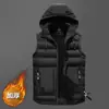 Colete Masculino Novo Outono e Inverno Colete Masculino com Touca Removível Moda Masculina Casual Colete Masculino de Algodão Comércio Exterior