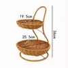 Cesta de Frutas Creativa de Múltiples Niveles para Uso Doméstico, Estante de Almacenamiento de Snacks y Dulces para Sala de Estar, Bandeja de Frutas de Mimbre de Imitación