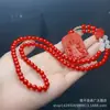 Pulsera de Cinabrio Crudo, Pulsera de Cuentas Rojas de Arena Roja de Múltiples Círculos, Collar, Cuentas de Cinabrio, Cuentas Budistas, Suministro para Transmisión en Vivo
