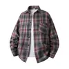 2026 Nueva Camisa de Manga Larga para Hombre Transfronteriza Estilo Hong Kong Holgada de un Solo Bolsillo Cuadros Camisa Casual para Hombre Venta al por Mayor