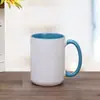 Caneca Cerâmica Colorida de Grande Capacidade 15oz com Alça Colorida, Caneca de Café Simples com Design Impresso Personalizado, Caneca de Grau de Exportação A
