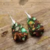 Pendientes colgantes de piedra emperador de colores de moda en Amazon, forma de gota, para mujer, temperamento bohemio, pendientes multicolor