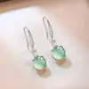 Aretes Redondos de Jade Azul Agua Grado A Natural Adornos para Oreja Estilo Piedra de Jade Tipo Hielo Moda de Alta Calidad Colgantes para Oreja Regalo del Día de la Madre