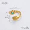Anillo de piedra natural transfronterizo europeo y americano retro que no se desvanece nicho lujo ligero de alta gama sentido personalidad abierto anillo de acero inoxidable