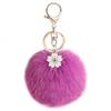 Colgante Flor de Bauhinia 8cm Bola de Piel de Conejo Sintético Llavero Accesorio para Mujer Encanto de Bolso Venta al por Mayor Directa de Fábrica