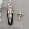 Joyería para Uñas de Celebridad de Internet Estilo Punk Retro Oscuro Aleación Perla Cruz Super Brillantes Accesorios para Uñas Venta al por Mayor