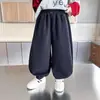 Pantalones de punto a rayas con bloques de color para niño, estilo coreano, para primavera y otoño, pantalones deportivos holgados y guapos para niños, pantalones elegantes para bebé, modernos