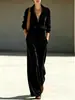 Conjunto de top de malha simples com meio zíper de cor sólida e calça pantalona para mulheres, novo para o outono e inverno de 2026, transfronteiriço europeu e americano, estilo vintage