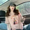 Algodón Puro Dulce Pequeña Princesa Graffiti Camiseta Holgada Mujer Absolutamente Hermosa Encaje Rosa Falso Dos Piezas Reductora de Edad Top con Temperamento ins