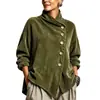 26 Chaqueta Abrigo de Pana Irregular Holgada Hombro Caído Botón Angulado Nuevo Otoño e Invierno Europeo y Americano para Mujer Múltiples Colores Venta al por Mayor