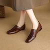 Zapatos Planos Suaves de Piel de Vaca de Primera Capa, Nuevos Zapatos Planos Hechos a Mano Retro con Pliegues y Boca Profunda, Mocasines de Piel Genuina, Zapatos para Mujer