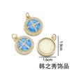 Artículos Populares Transfronterizos: Colgante Redondo Cruzado Chapado en Oro Cobre Ópalo Imitación Colección, Zirconia Microincrustada Accesorios para Collares DIY