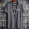 Camiseta de Algodón para Hombre de Manga Corta con Cuello Redondo Moderna Camiseta Básica de Media Manga Talla Grande Top Promoción de Influencer