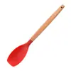 Espátula Plana de Silicone com Cabo de Madeira Resistente a Altas Temperaturas de Grau Alimentício para Uso na Cozinha, Assar, Misturar Creme, Colher de Silicone Multiuso