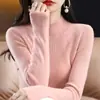 Suéter de Punto de Manga Larga Versátil de Color Sólido, Jersey Casual Simple de Moda con Cuello Alto, Nuevo para Mujer, Otoño e Invierno, Transfronterizo