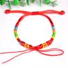 Pulsera de cuerda roja tejida a mano para hombres y mujeres, productos semiacabados, Festival del Bote del Dragón, accesorios al por mayor para pulsera de cuerda de cinco colores, cuerda de mano dos en uno