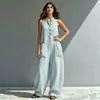 2026 Comércio Exterior Transfronteiriço Website Independente Verão Novo Solto Casual Listrado Sem Mangas Macacão Feminino