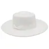 Novo Chapéu de Lã Redondo em Forma de Anel com Topo Plano e Laço, Estilo Britânico, para Homens e Mulheres, Chapéu de Lã Moderno com Topo Plano