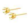 Base de Arete de Plata de Ley S925 de Seis Garras Hecho a Mano para Joyería DIY Accesorios de Plata Se Puede Incrustar con Zirconia Base de Arete de Corona