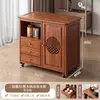 Mesa de Chá Móvel, Pequeno Gabinete Lateral de Mesa de Chá, Armário de Chá Doméstico para Sala de Estar, Mesa de Chá de Madeira Maciça, Com Aquecimento de Água Integrado e Preparo de Chá, Carrinho de Chá com Rodas