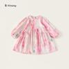 Ropa para Niños Youbao 2026 Nuevo Vestido de Manga Larga para Niñas Estampado Tie-Dye Elegante Vestido de Corte A Vestido para Niñas