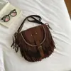 2026 nuevo bolso de playa, bolso de hombro, bolso cruzado, bolso con borlas de ante sintético, gran capacidad, esencial para salidas de otoño, bolso para mujer