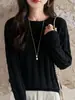 26 Suéter de Tricô Gola Redonda 100% Algodão Outono/Inverno para Mulheres, Tricô Trançado Vintage, Malha Grossa de Sete Fios, Top Suéter Quente para Usar por Baixo