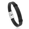 E-commerce transfronteiriço estilo punk pulseira masculina de aço inoxidável com couro liso moda simples pulseira de casal atacado