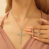 Colar de diamante em forma de cruz com temperamento hip-hop europeu e americano, brincos de design de rua com personalidade transfronteiriça, conjunto de joias