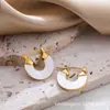 Pendientes de Aro Transfronterizos Europeos y Americanos con Concha Marina Natural Cortada en Forma de Abanico Incrustados en Oro y Plata Pendientes de Doble Cara para Mujer