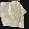 Conjunto fresco de dos piezas de algodón nube para mujer, con rayas verticales arrugadas, de manga corta, para el hogar, verano 2026