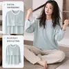 En stock En stock enviar (con copas) Pijama de algodón de manga larga y pantalón largo para mujer, conjunto de dos piezas, transmisión en vivo, transfronterizo, para el hogar de damas